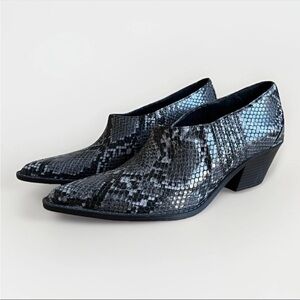 Zara Snake Print Western Block Heel Shoes Women Size 36 US 6 Pointed Toe Stylish